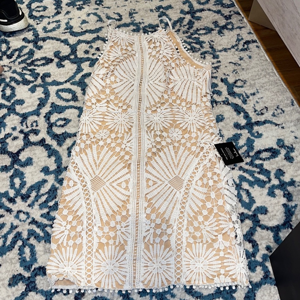 LULUS White & Beige Dress